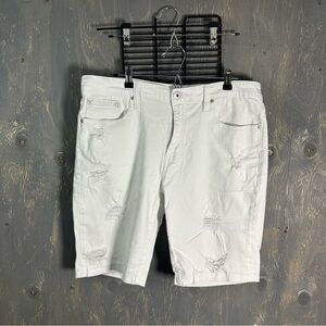 White Distressed Shorts
